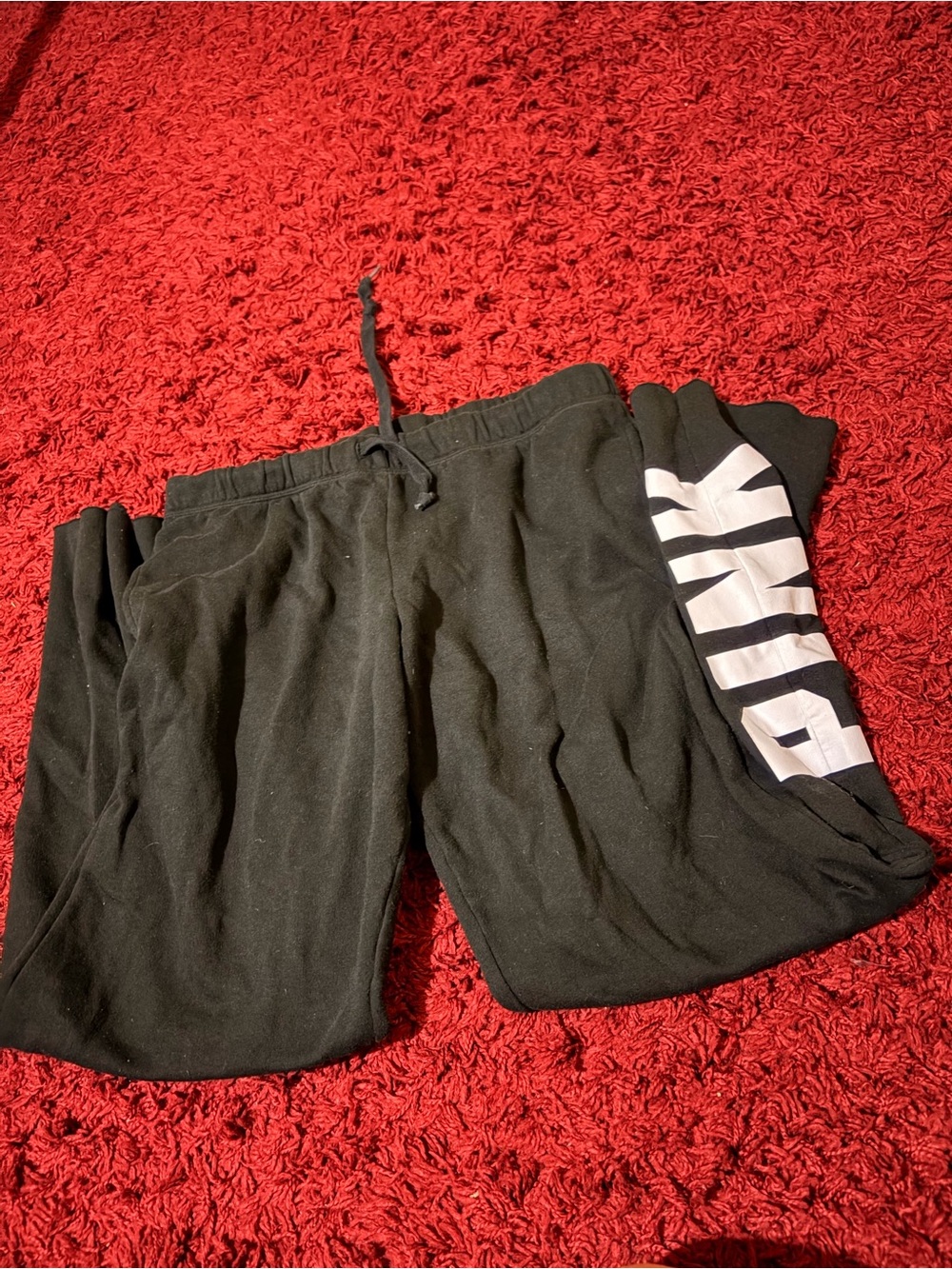 PINK Victoria's Secret Black Sweatpants with White Logo